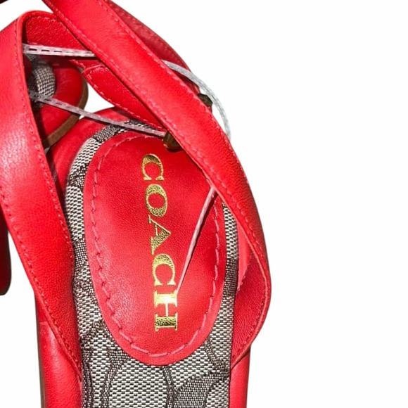 Coach Quincey Sandals Leather Knot Ankle Strap Block Heels Open Toe Size 7 NEW - Picture 4 of 11